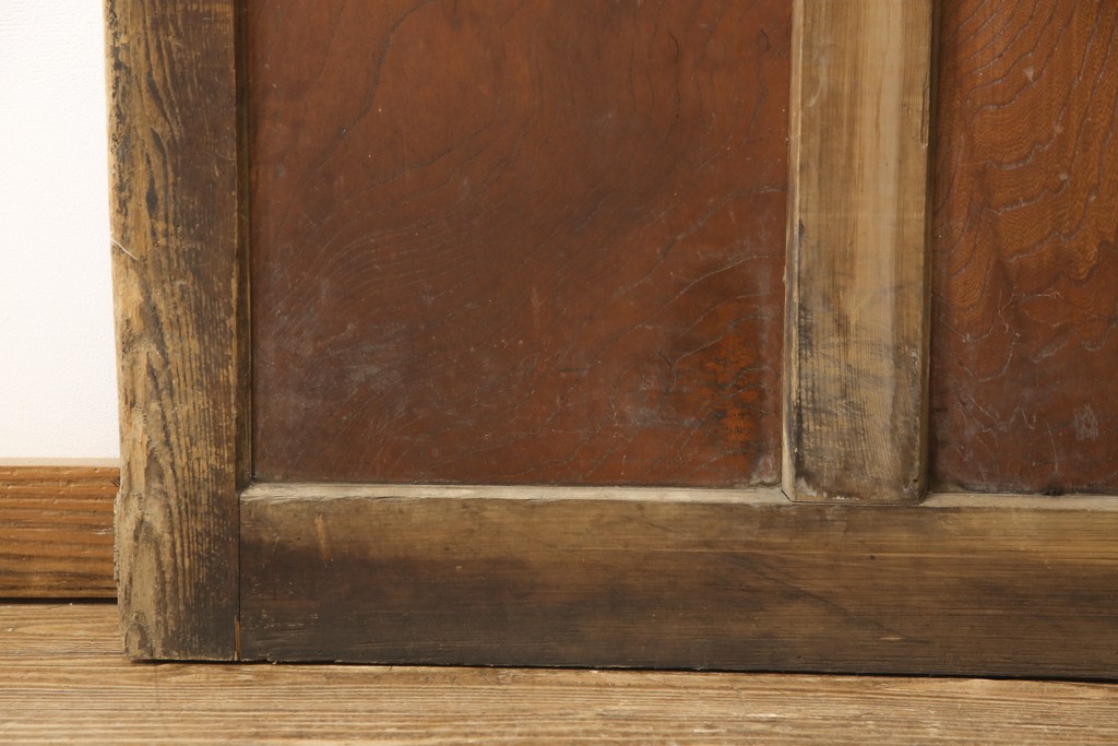 アンティーク建具　腰板ケヤキ材(欅)　背の高い立派なガラス戸2枚セット(玄関戸、店舗引き戸)(R-057483)