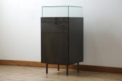 中古　美品　特注品　アンティーク調　収納付きのシンプルなショーケース(ガラスケース、Gケース、コレクションケース、ディスプレイケース、展示台、展示ケース、ジュエリーケース、飾り台、陳列台、サイドキャビネット、店舗什器)(R-077846)