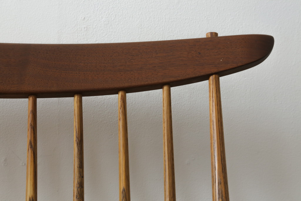和製ヴィンテージ　小田急ハルク購入　ジョージナカシマ　LOUNGE ARM(ラウンジアーム)　One Arm(ワンアーム、片肘)　CN103　モダンに洗練された左アーム付きラウンジチェア(ジョージ・ナカシマ、アームチェア、イス、椅子、板座チェア、ビンテージ)(R-075938)