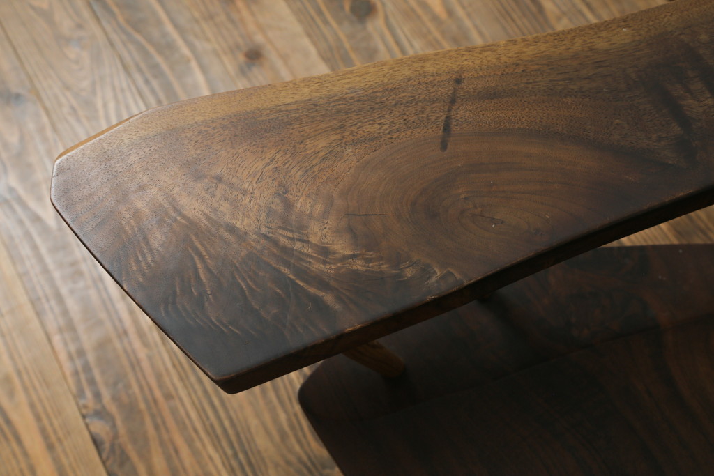 和製ヴィンテージ　小田急ハルク購入　ジョージナカシマ　LOUNGE ARM(ラウンジアーム)　One Arm(ワンアーム、片肘)　CN103　モダンに洗練された右アーム付きラウンジチェア(ジョージ・ナカシマ、アームチェア、イス、椅子、板座チェア、ビンテージ)(R-075939)