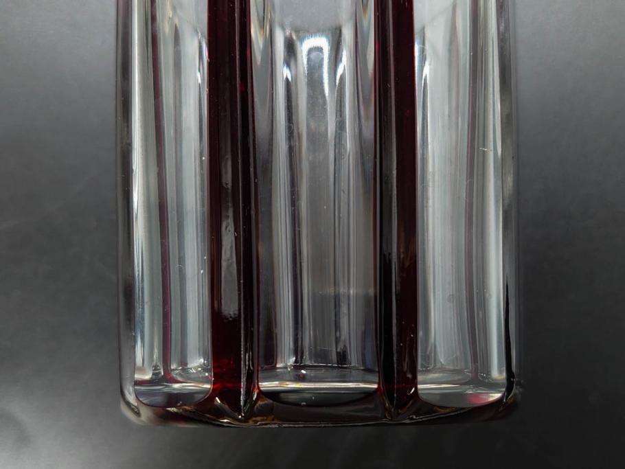 昭和初期　切子　色被せガラス　赤　空間に品格をもたらす水差し&グラスセット(コップ、冠水瓶、ピッチャー、硝子、和ガラス)(R-082891)
