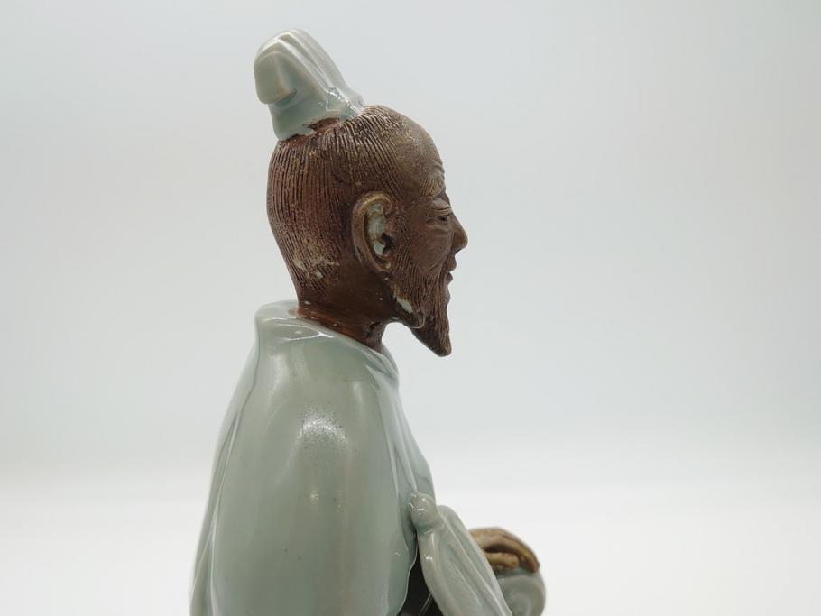 希少 中国? 古玩 青磁 唐人 人物像(人形、置物、唐物?、芭蕉扇