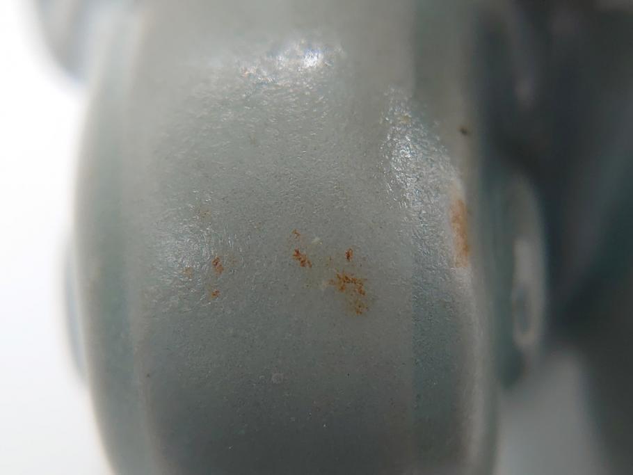 希少　中国?　古玩　青磁　唐人　人物像(人形、置物、唐物?、芭蕉扇?)(R-061967)