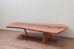 和製ビンテージ　レア　ジョージナカシマ　刻印なしの年代もの!!　小田急ハルク購入　MINGURENII COFFEE TABLE　濃淡の杢目が魅力的!素材のかたちを贅沢に活かしたコーヒーテーブル(ジョージ・ナカシマ、ミングレンII、ローテーブル、リビングテーブル、センターテーブル、ヴィンテージ、契り)(R-074177)