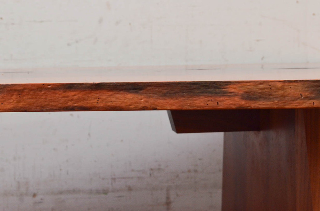 和製ビンテージ　レア　ジョージナカシマ　刻印なしの年代もの!!　小田急ハルク購入　MINGURENII COFFEE TABLE　濃淡の杢目が魅力的!素材のかたちを贅沢に活かしたコーヒーテーブル(ジョージ・ナカシマ、ミングレンII、ローテーブル、リビングテーブル、センターテーブル、ヴィンテージ、契り)(R-074177)