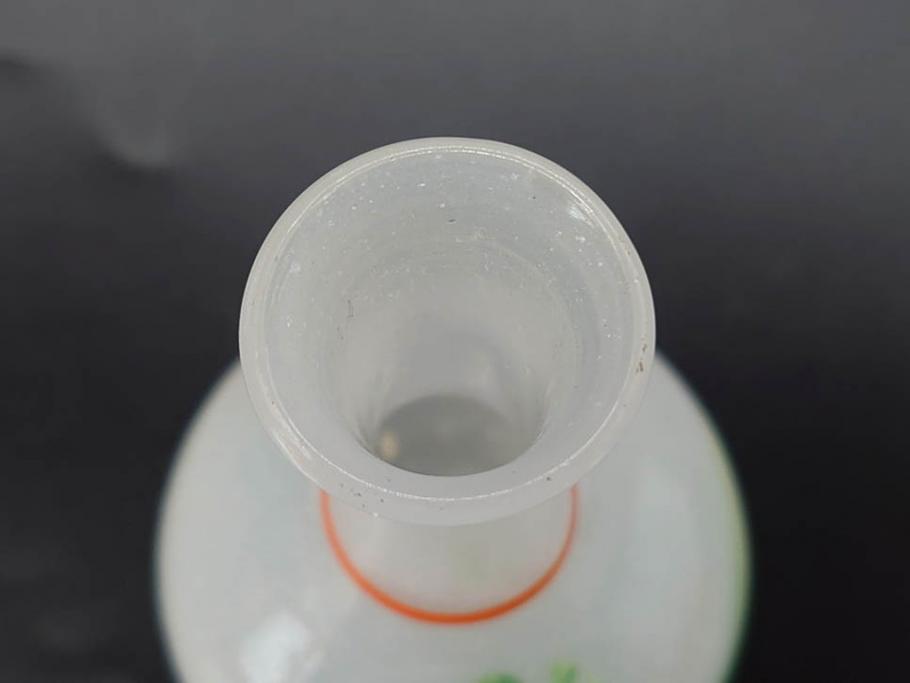 昭和初期　乳白　ガラス　レトロな可愛らしさが魅力の雛徳利3点セット(ひな祭り、雛道具、花、硝子、ガラス)(R-082893)