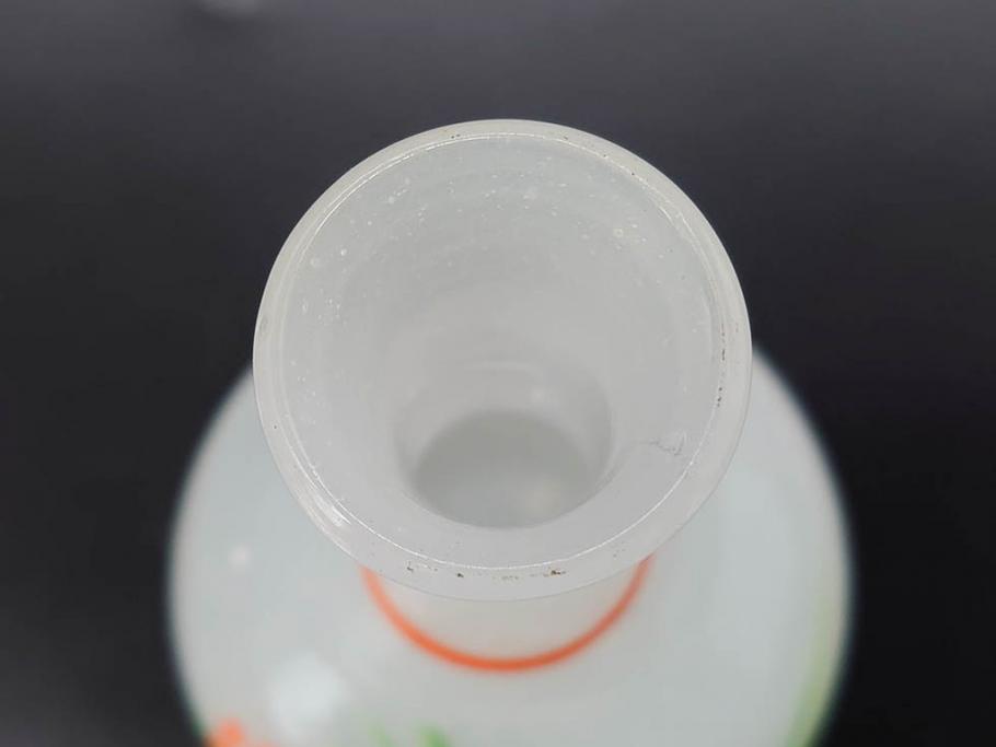 昭和初期　乳白　ガラス　レトロな可愛らしさが魅力の雛徳利3点セット(ひな祭り、雛道具、花、硝子、ガラス)(R-082893)