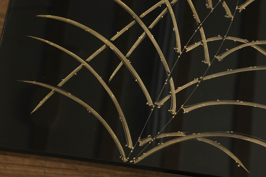 中古　美品　白峯作　伝統工芸　漆塗り　鎗金・沈金　高級感溢れる佇まいの座卓(ローテーブル、センターテーブル、食卓)(R-061565)