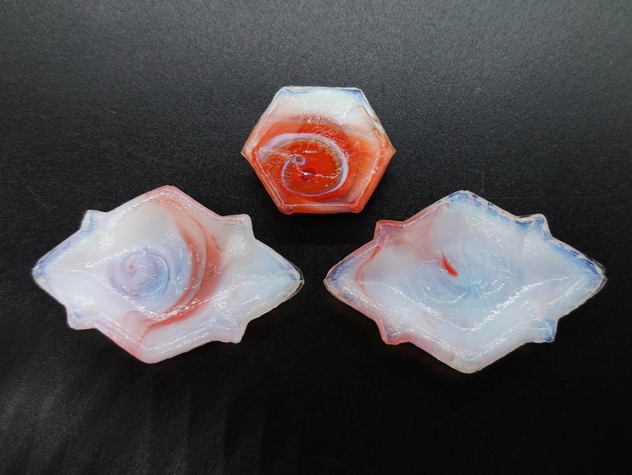 昭和初期　ガラス　マーブル　緻密な造りに目を奪われるミニチュア食器46点セット(コップ、皿、ペロペロ、ままごと、コンポート、カップ、硝子)(R-082894)