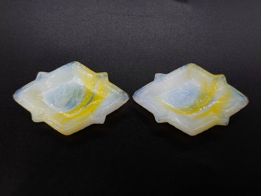 昭和初期　ガラス　マーブル　緻密な造りに目を奪われるミニチュア食器46点セット(コップ、皿、ペロペロ、ままごと、コンポート、カップ、硝子)(R-082894)