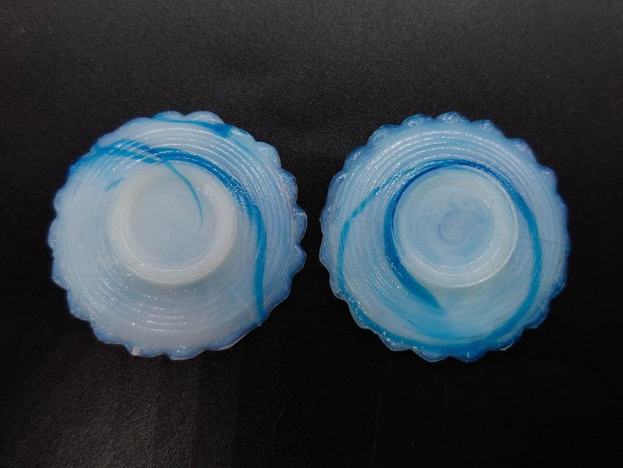 昭和初期　ガラス　マーブル　緻密な造りに目を奪われるミニチュア食器46点セット(コップ、皿、ペロペロ、ままごと、コンポート、カップ、硝子)(R-082894)