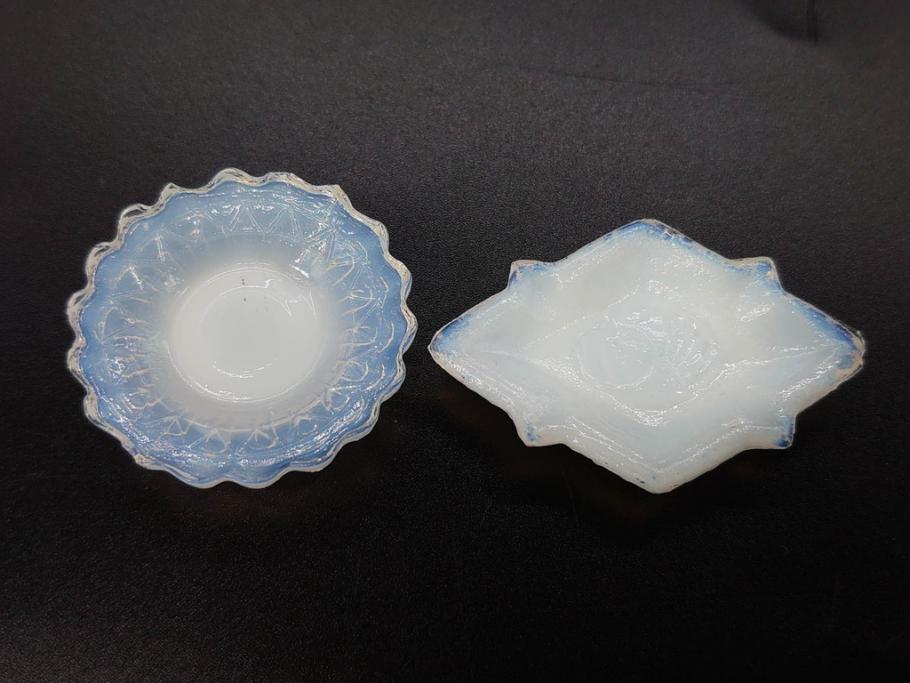 昭和初期　ガラス　マーブル　緻密な造りに目を奪われるミニチュア食器46点セット(コップ、皿、ペロペロ、ままごと、コンポート、カップ、硝子)(R-082894)