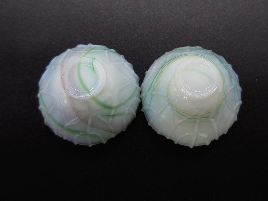 昭和初期　ガラス　マーブル　緻密な造りに目を奪われるミニチュア食器46点セット(コップ、皿、ペロペロ、ままごと、コンポート、カップ、硝子)(R-082894)