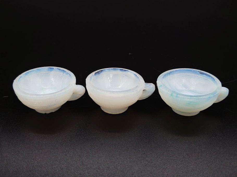 昭和初期　ガラス　マーブル　緻密な造りに目を奪われるミニチュア食器46点セット(コップ、皿、ペロペロ、ままごと、コンポート、カップ、硝子)(R-082894)