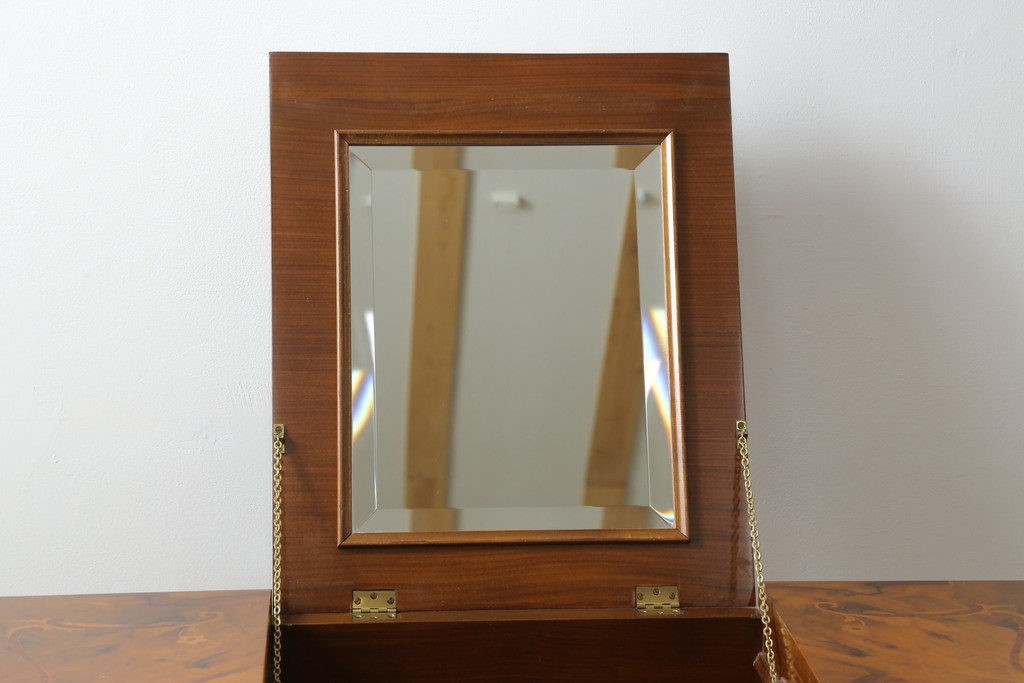 中古　美品　C.M.T.社　CONSORZIO MOBILIERI D'ARTE　象嵌入り　品のある佇まいの猫脚ドレッサー(デスク、コンソールテーブル、机、化粧台、鏡台、ミラー)(R-069229)