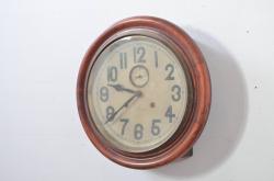 和製アンティーク　明治大正期　愛知県時計製造共同組合(AICHIKEN CLOCK-MAKERS' UNION'S MARK) シンプルな丸いフォルムのレトロな掛け時計(古時計、柱時計)(R-082071)