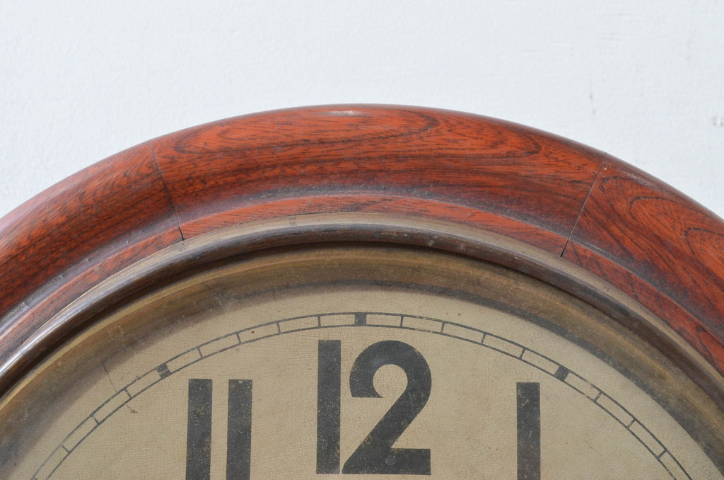 和製アンティーク　明治大正期　愛知県時計製造共同組合(AICHIKEN CLOCK-MAKERS' UNION'S MARK) シンプルな丸いフォルムのレトロな掛け時計(古時計、柱時計)(R-082071)