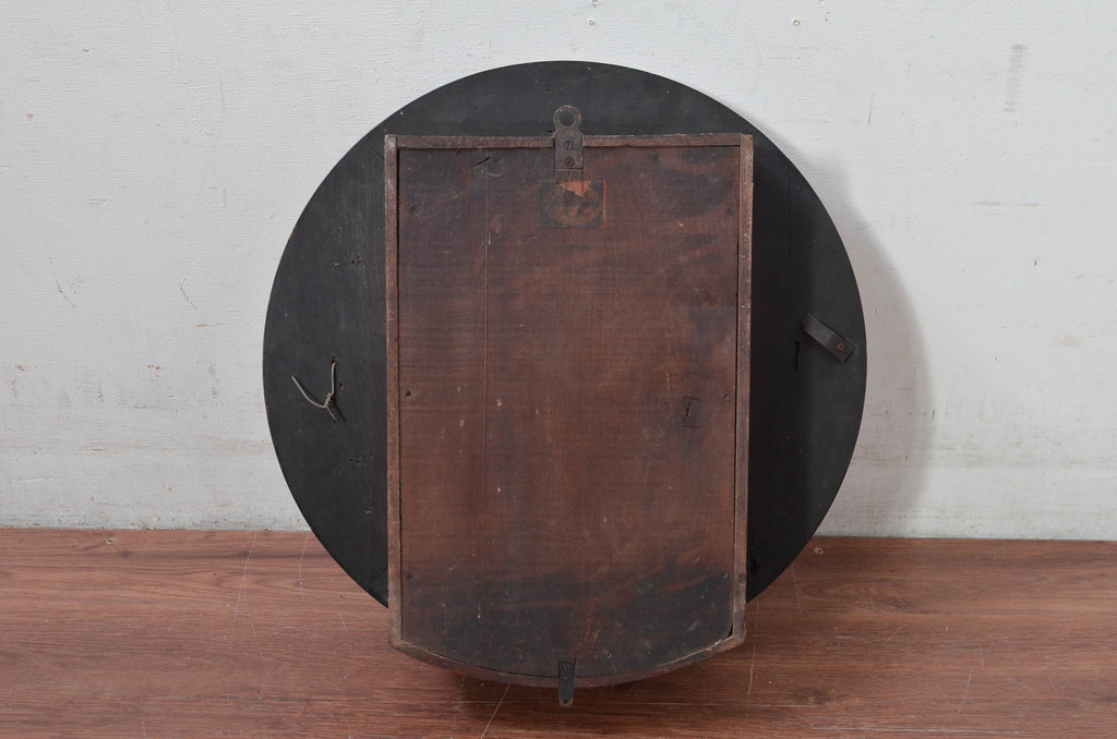 和製アンティーク　明治大正期　愛知県時計製造共同組合(AICHIKEN CLOCK-MAKERS' UNION'S MARK) シンプルな丸いフォルムのレトロな掛け時計(古時計、柱時計)(R-082071)