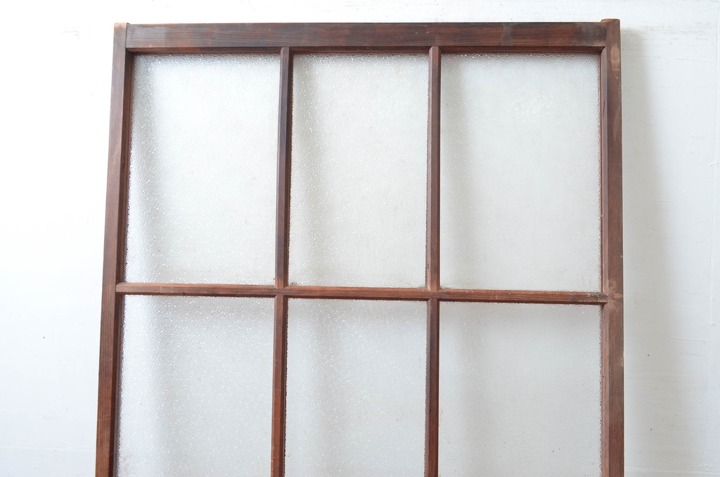 アンティーク建具　使いこまれた風合いが味わい深いガラス戸1枚(引き戸、建具)(R-082560)