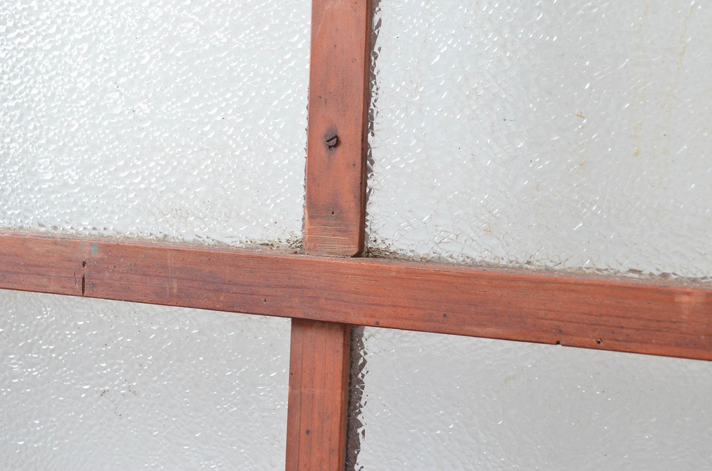 アンティーク建具　使いこまれた風合いが味わい深いガラス戸1枚(引き戸、建具)(R-082560)