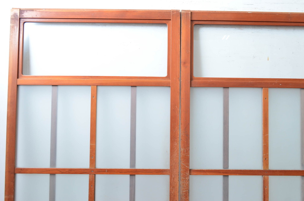 アンティーク建具　使いこまれた木が味わい深い玄関戸3枚セット(引き戸、ガラス戸)(R-082559)