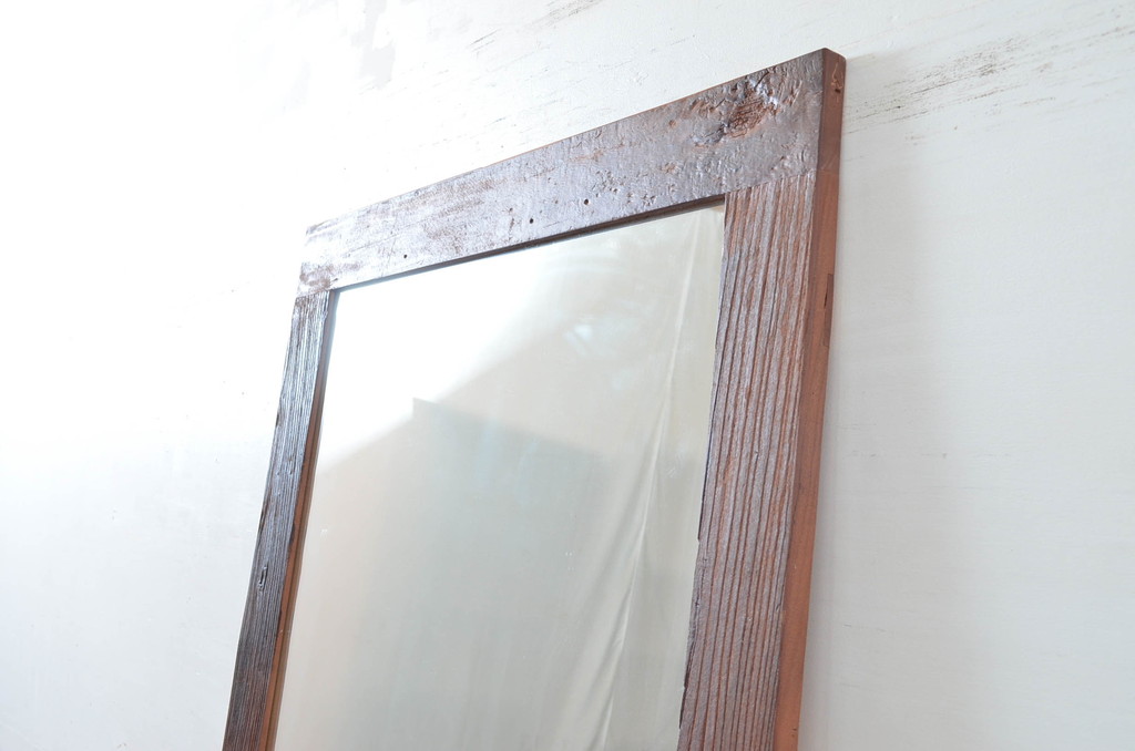 中古　希少な廃番品　ACME Furniture(アクメ ファニチャー)　古材のような風合いが素敵なミラー(姿見、ウォールミラー、壁掛け鏡、店舗什器)(定価約5万円)(R-082589)