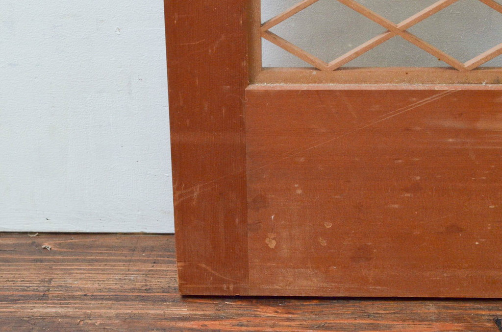 アンティーク建具　両面ガラス　繊細で上品な組子のデザインが魅力の組子入り引き戸2枚セット(引き戸、窓、ガラス戸)(R-074210)