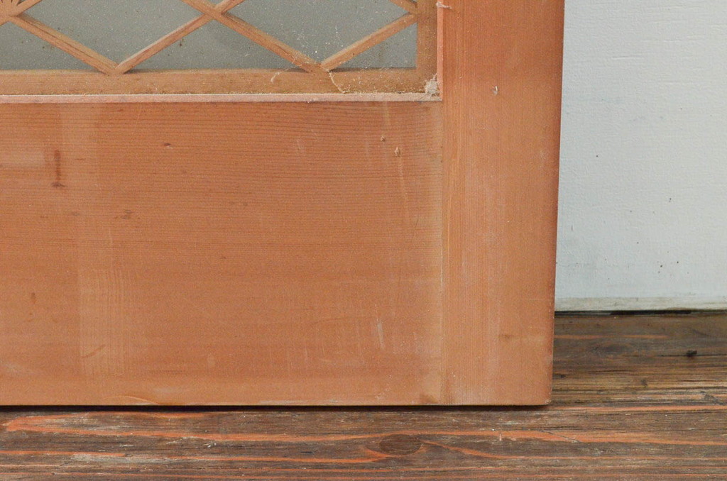 アンティーク建具　両面ガラス　繊細で上品な組子のデザインが魅力の組子入り引き戸2枚セット(引き戸、窓、ガラス戸)(R-074210)