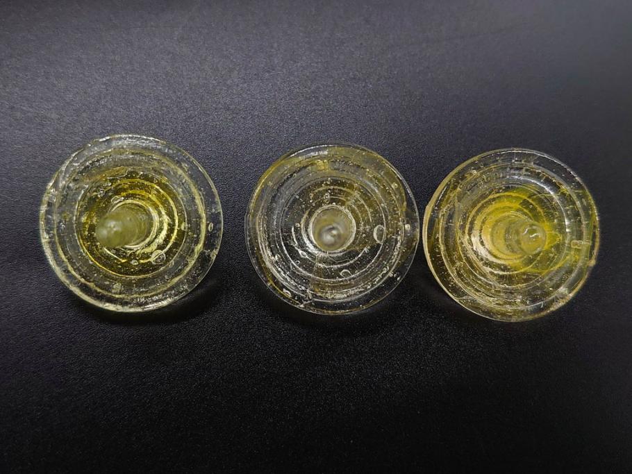 昭和初期　独楽　ガラス　懐かしさが溢れるミニチュアこま21点セット(花型、おもちゃ、玩具、サイコロ、硝子)(R-082895)