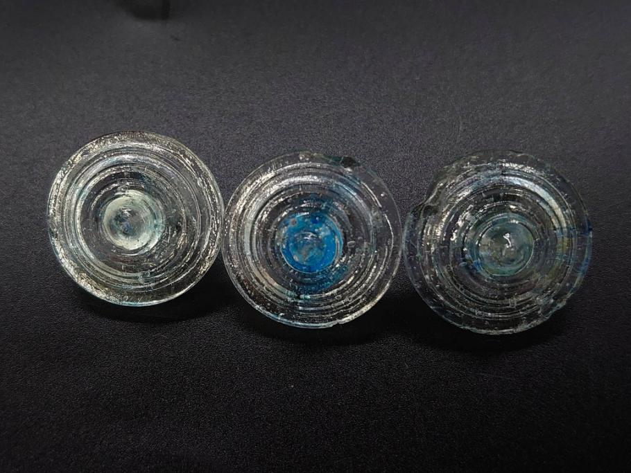 昭和初期　独楽　ガラス　懐かしさが溢れるミニチュアこま21点セット(花型、おもちゃ、玩具、サイコロ、硝子)(R-082895)