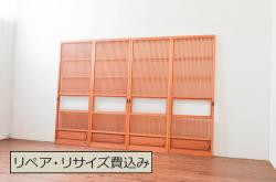 アンティーク建具　和モダンな雰囲気溢れる小さな板戸窓2枚セット(引き戸)(R-067709)