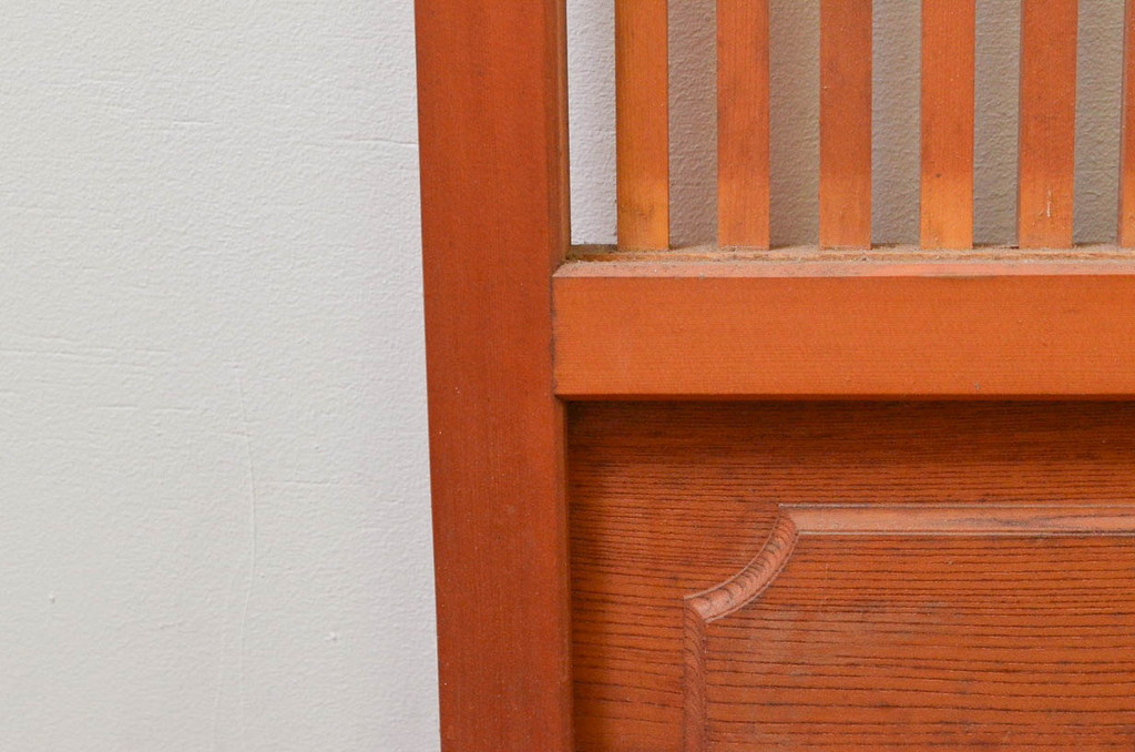 アンティーク建具　腰板欅(ケヤキ)材　上品な和空間を演出してくれる幅狭格子戸4枚セット(引き戸、ガラス帯戸)(R-074211)