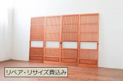 アンティーク建具　和製アンティーク　大正昭和初期　レトロガラス入り　和の趣あふれる障子戸4枚セット(引き戸、建具、ガラス帯戸)(R-044270)