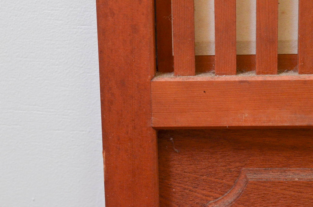 アンティーク建具　腰板欅(ケヤキ)材　上品な和空間を演出してくれる裏障子付き幅狭格子戸4枚セット(引き戸、ガラス帯戸、障子戸)(R-074212)