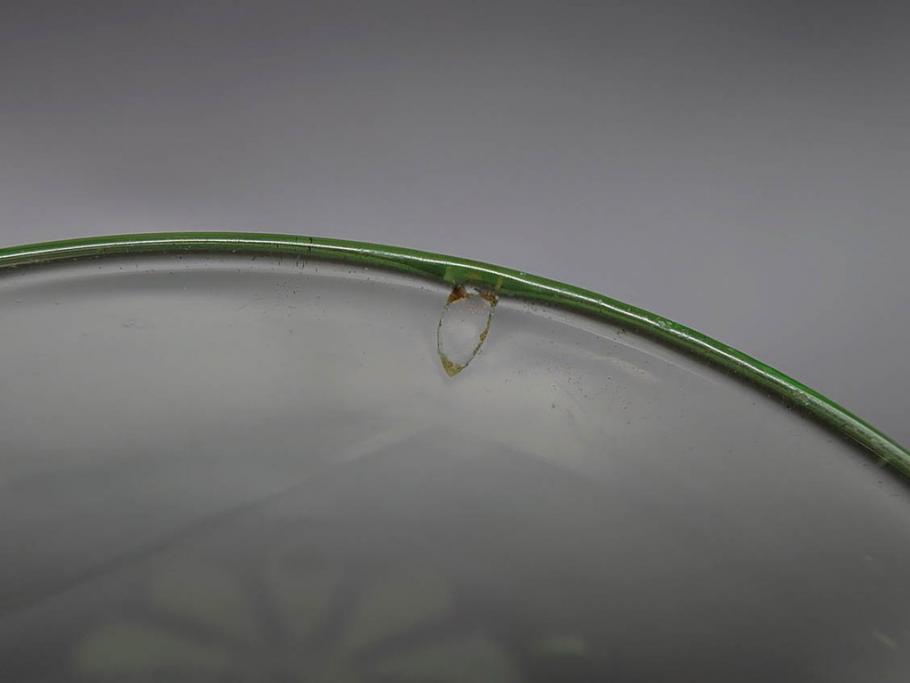 大正〜昭和初期　ウランガラス　美しい色合いが魅力のコップ4客セット(グラス、花模様、硝子、和ガラス)(R-082898)