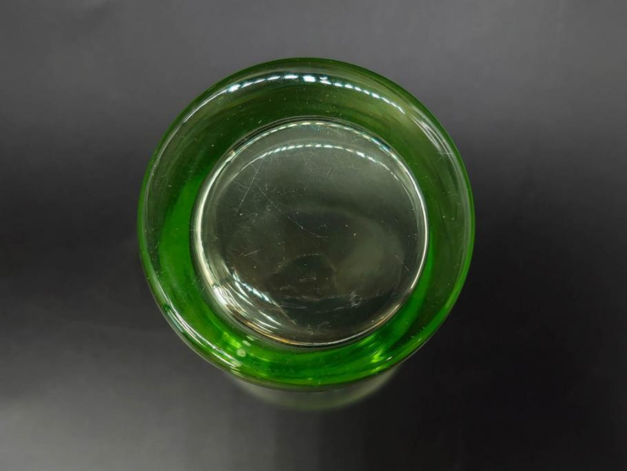大正〜昭和初期　ウランガラス　美しい色合いが魅力のコップ4客セット(グラス、花模様、硝子、和ガラス)(R-082898)