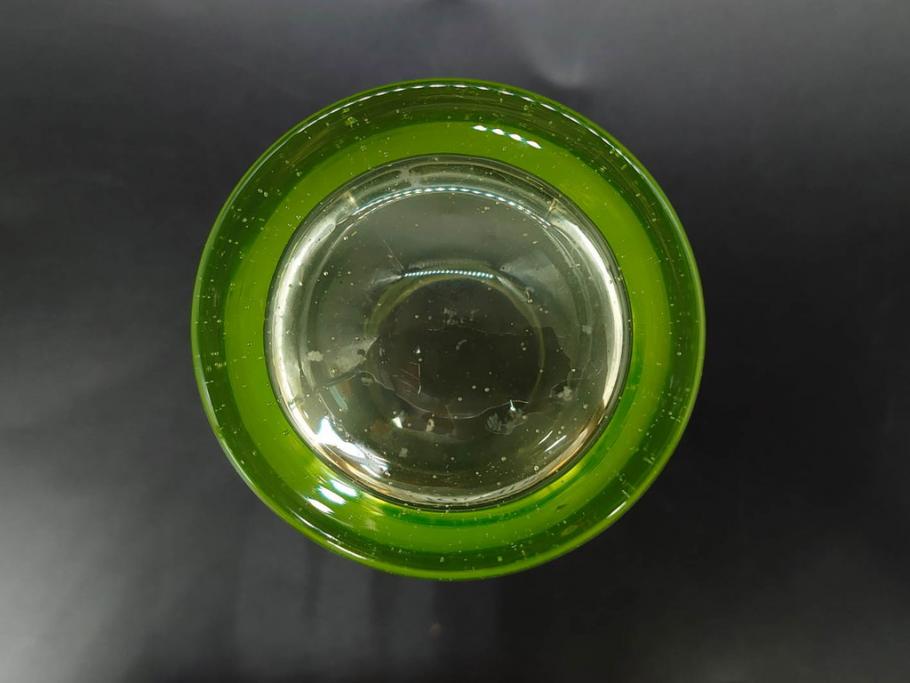 大正〜昭和初期　ウランガラス　美しい色合いが魅力のコップ4客セット(グラス、花模様、硝子、和ガラス)(R-082898)