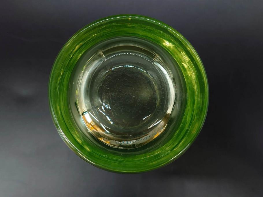 大正〜昭和初期　ウランガラス　美しい色合いが魅力のコップ4客セット(グラス、花模様、硝子、和ガラス)(R-082898)