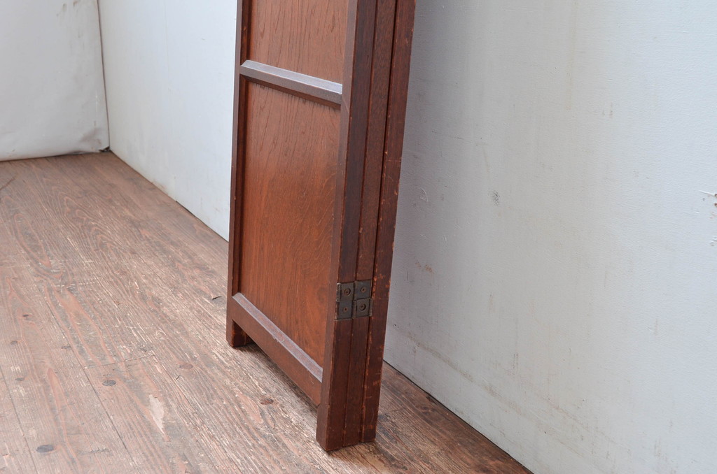 中古　美品　カントリーハウス　秋山木工(職人堅木)　組子細工が美しい3連パーテーション(衝立て、つい立て、間仕切り、折り畳み)(R-082548)