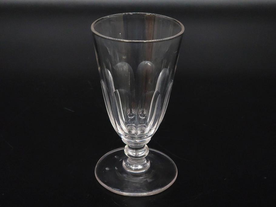 大正〜昭和初期　ガラス　切子　上品な佇まいのグラス10客セット(花、リキュール、ショット、酒器、酒杯、硝子、和ガラス)(R-082899)