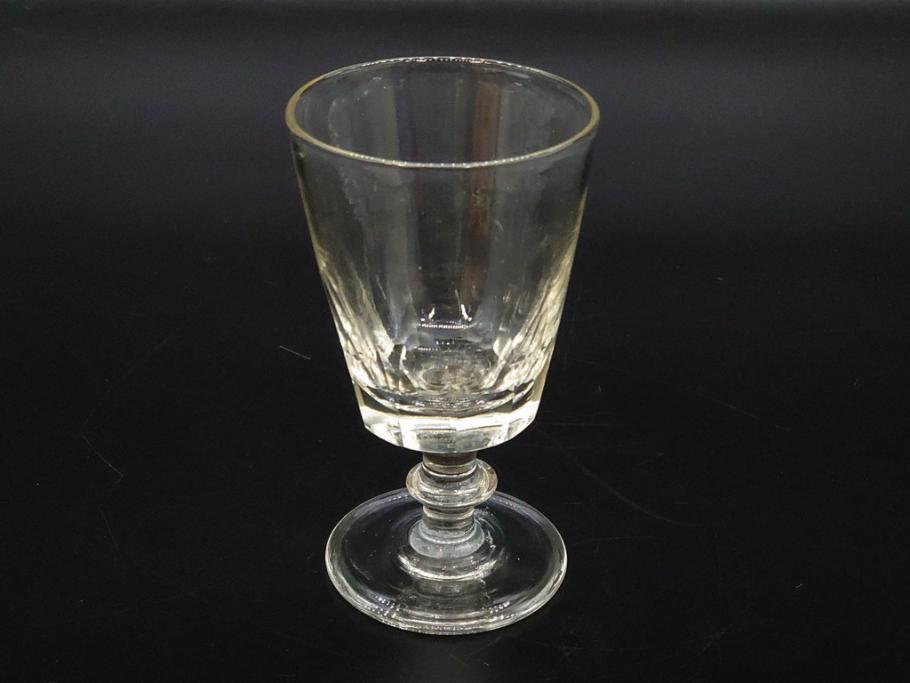 大正〜昭和初期　ガラス　切子　上品な佇まいのグラス10客セット(花、リキュール、ショット、酒器、酒杯、硝子、和ガラス)(R-082899)