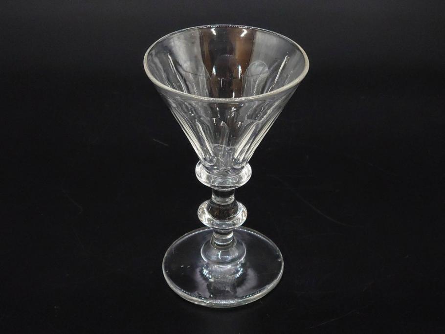 大正〜昭和初期　ガラス　切子　上品な佇まいのグラス10客セット(花、リキュール、ショット、酒器、酒杯、硝子、和ガラス)(R-082899)