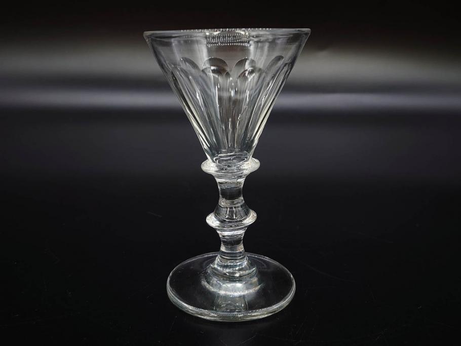 大正〜昭和初期　ガラス　切子　上品な佇まいのグラス10客セット(花、リキュール、ショット、酒器、酒杯、硝子、和ガラス)(R-082899)