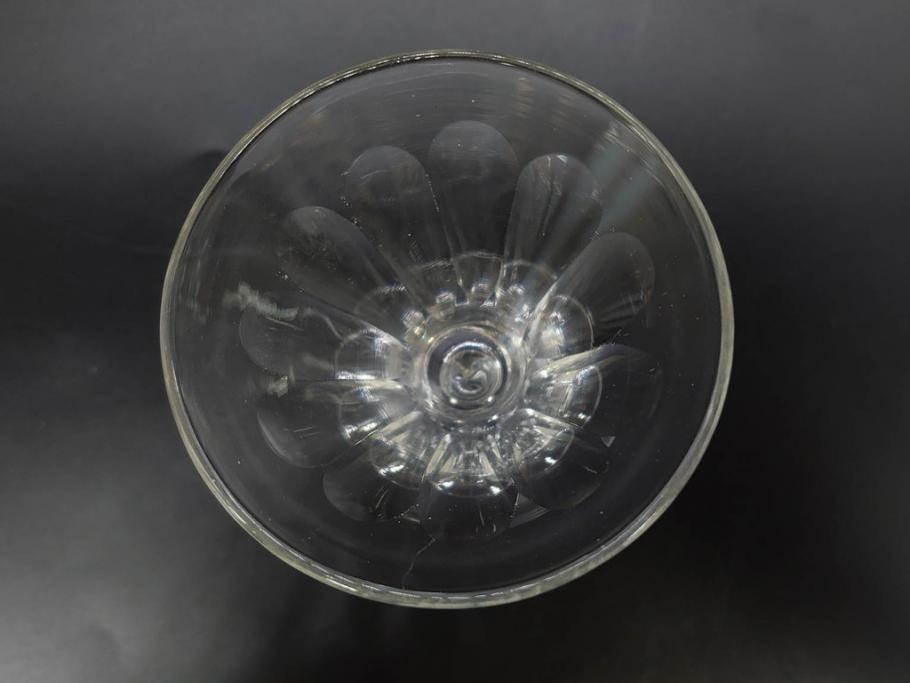 大正〜昭和初期　ガラス　切子　上品な佇まいのグラス10客セット(花、リキュール、ショット、酒器、酒杯、硝子、和ガラス)(R-082899)
