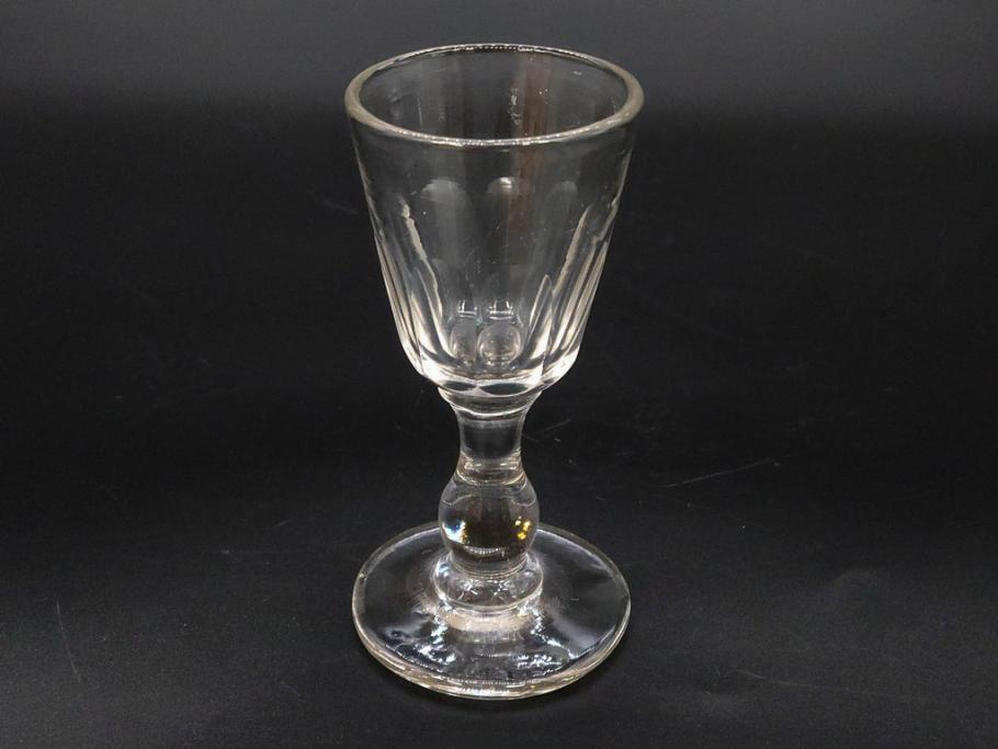 大正〜昭和初期　ガラス　切子　上品な佇まいのグラス10客セット(花、リキュール、ショット、酒器、酒杯、硝子、和ガラス)(R-082899)