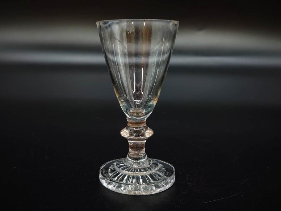 大正〜昭和初期　ガラス　切子　上品な佇まいのグラス10客セット(花、リキュール、ショット、酒器、酒杯、硝子、和ガラス)(R-082899)