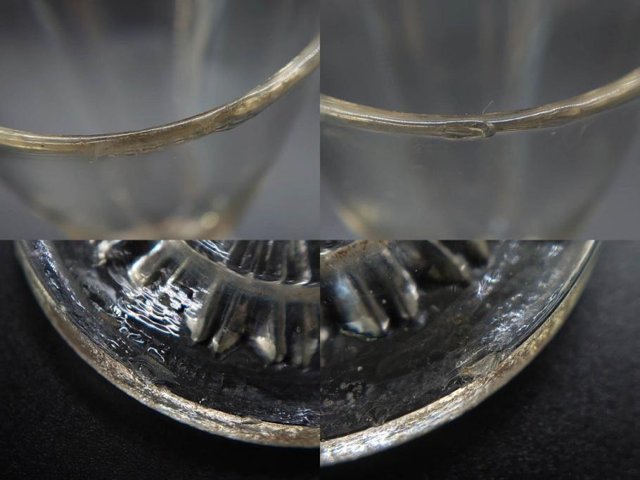 大正〜昭和初期　ガラス　切子　上品な佇まいのグラス10客セット(花、リキュール、ショット、酒器、酒杯、硝子、和ガラス)(R-082899)