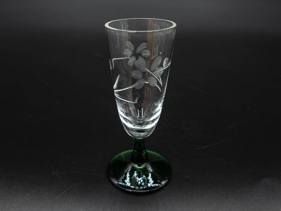 大正〜昭和初期　ガラス　切子　上品な佇まいのグラス10客セット(花、リキュール、ショット、酒器、酒杯、硝子、和ガラス)(R-082899)