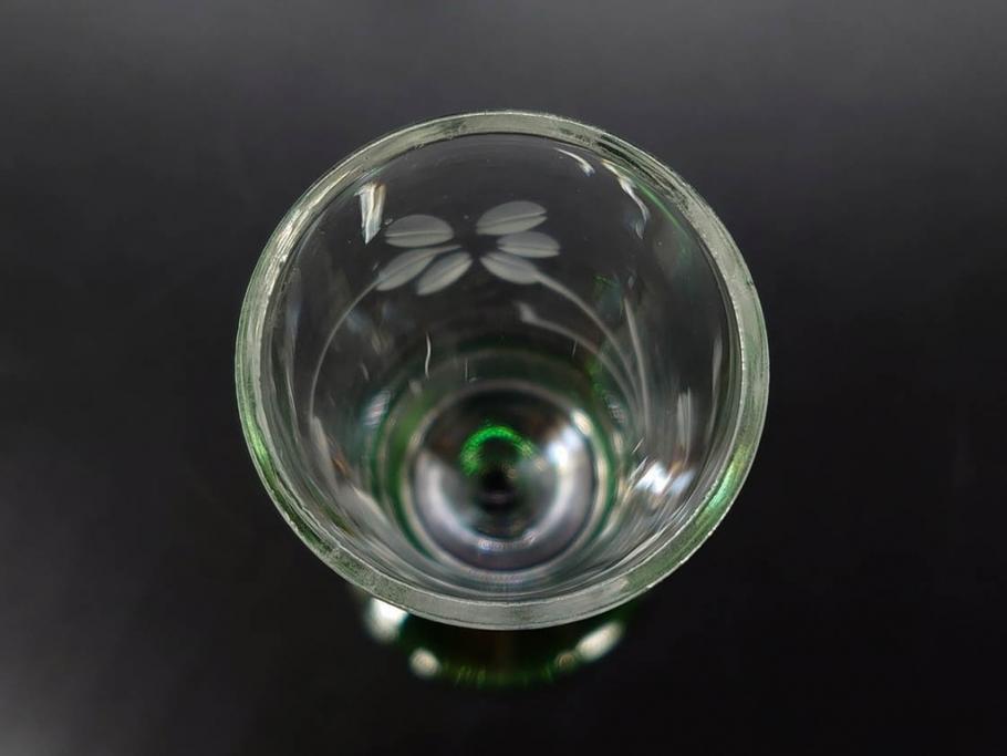大正〜昭和初期　ガラス　切子　上品な佇まいのグラス10客セット(花、リキュール、ショット、酒器、酒杯、硝子、和ガラス)(R-082899)