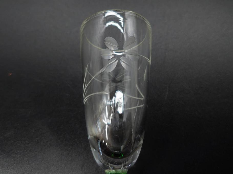 大正〜昭和初期　ガラス　切子　上品な佇まいのグラス10客セット(花、リキュール、ショット、酒器、酒杯、硝子、和ガラス)(R-082899)